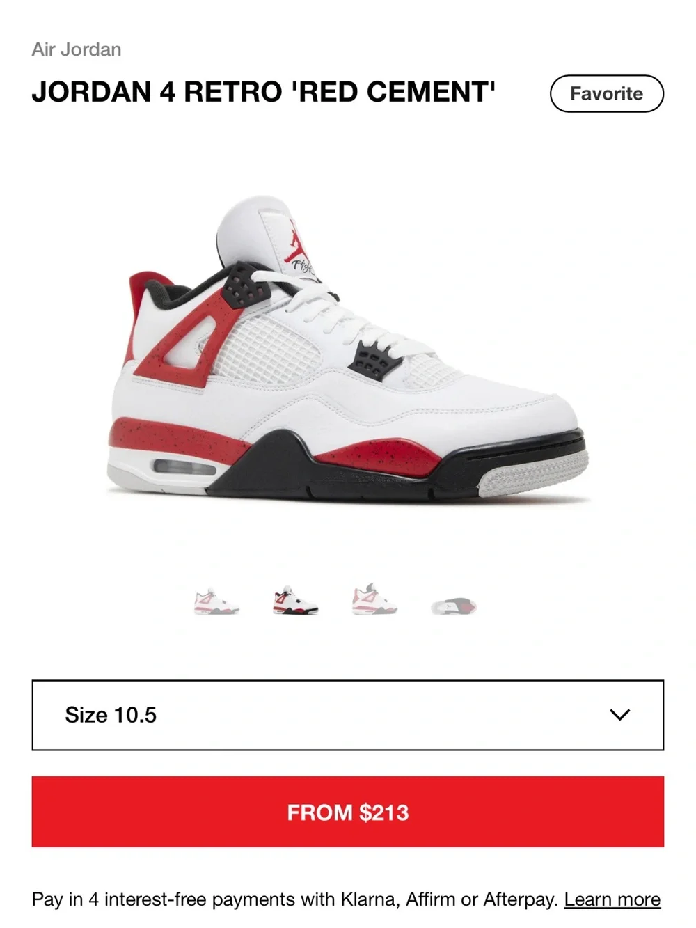 jordan 4 retro “red cement”